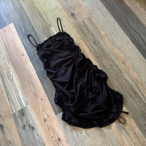 Black Mini Form Fitting Side Ruched Tango Dress in Black Size: Medium (M)